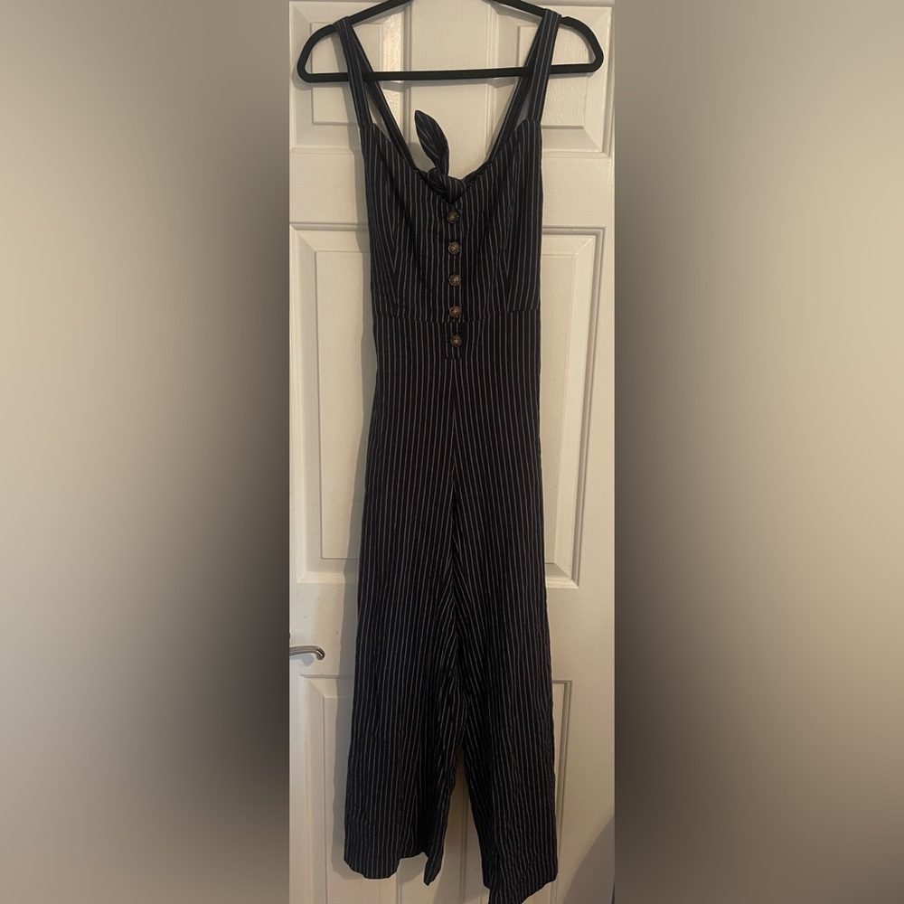 I Love It navy pinstripe jumpsuit size M